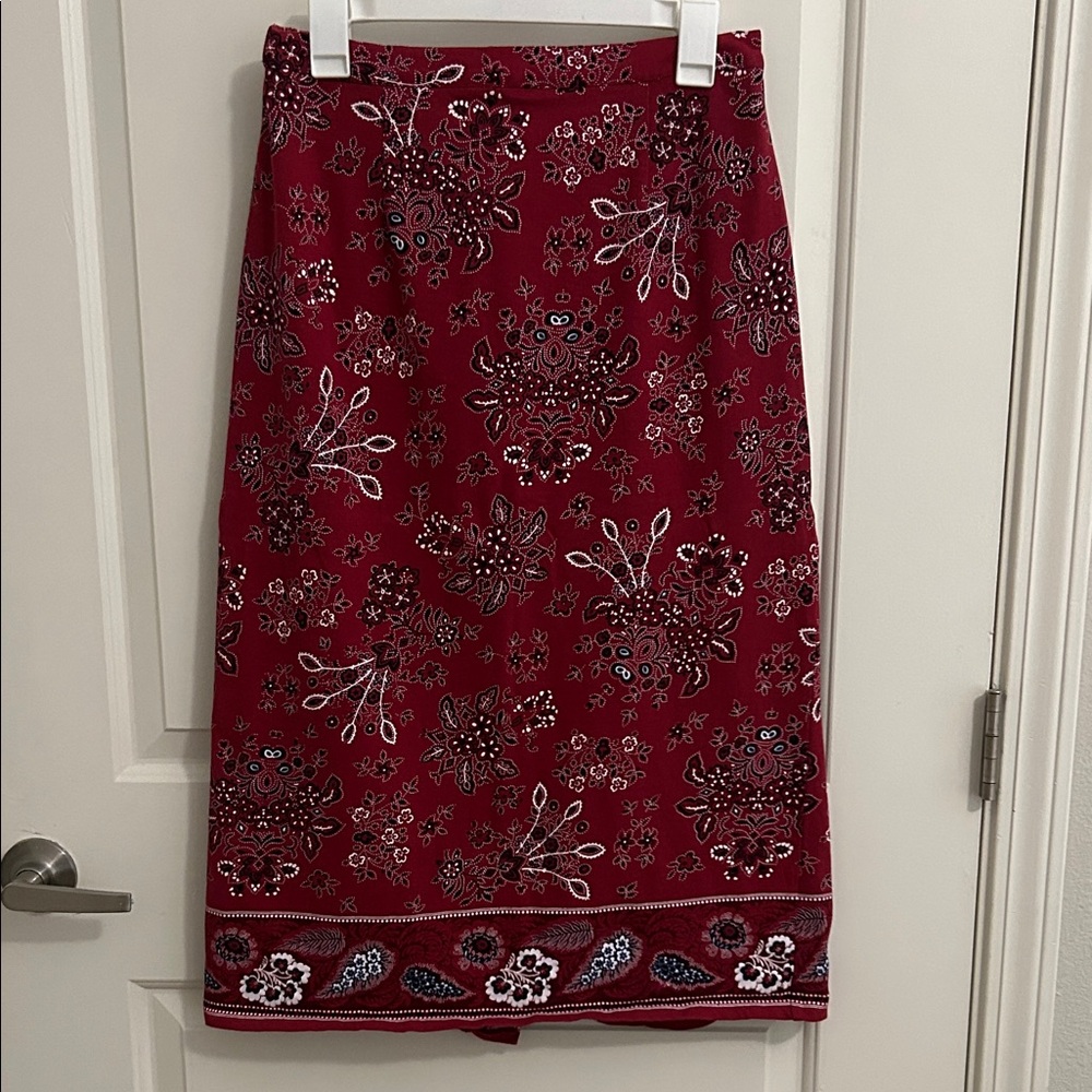 Coldwater Creek Red Floral Bandana Print Skirt